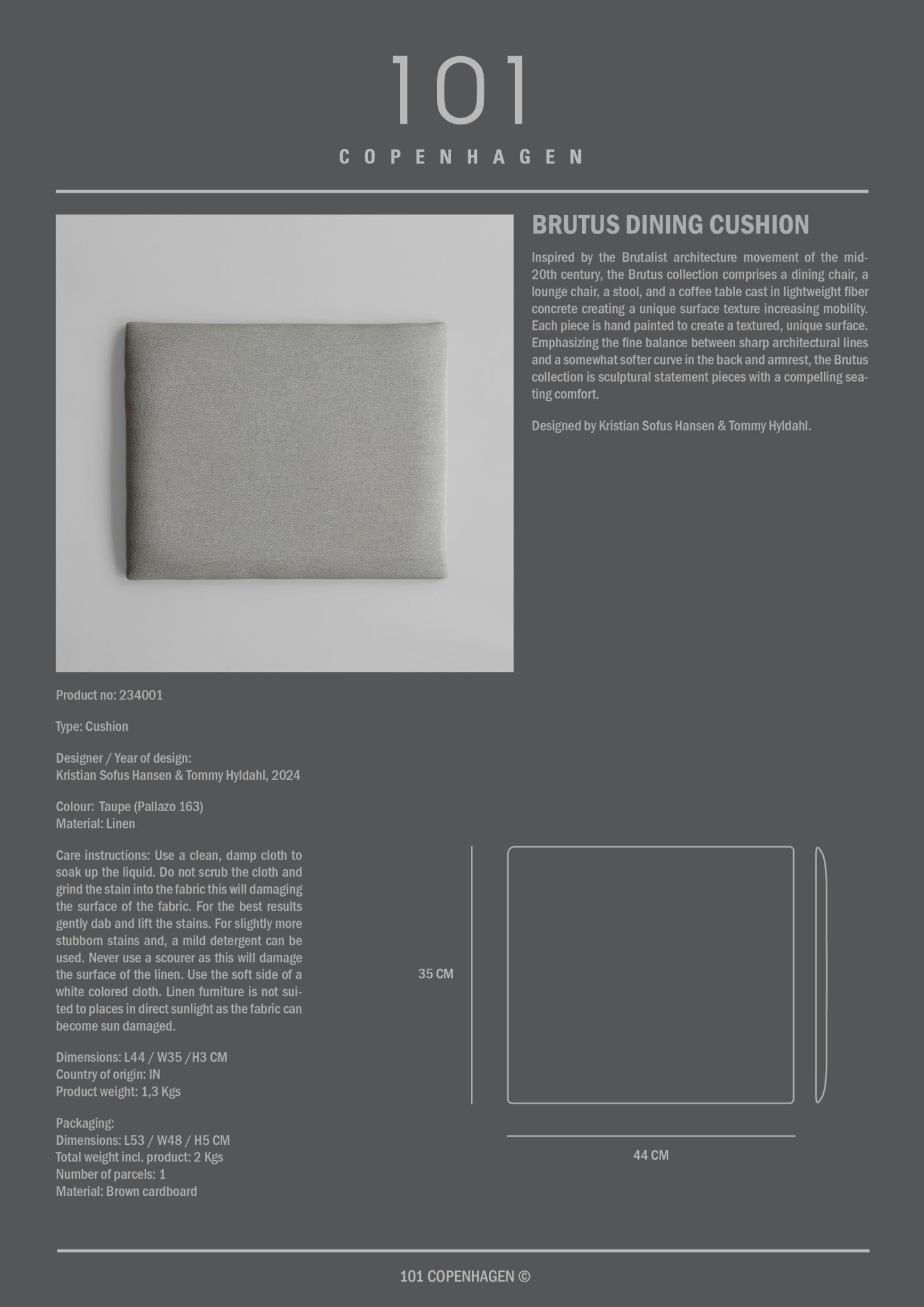 101-copenhagen-brutus-stuhlkissen-taupe-sitzkissen image 4