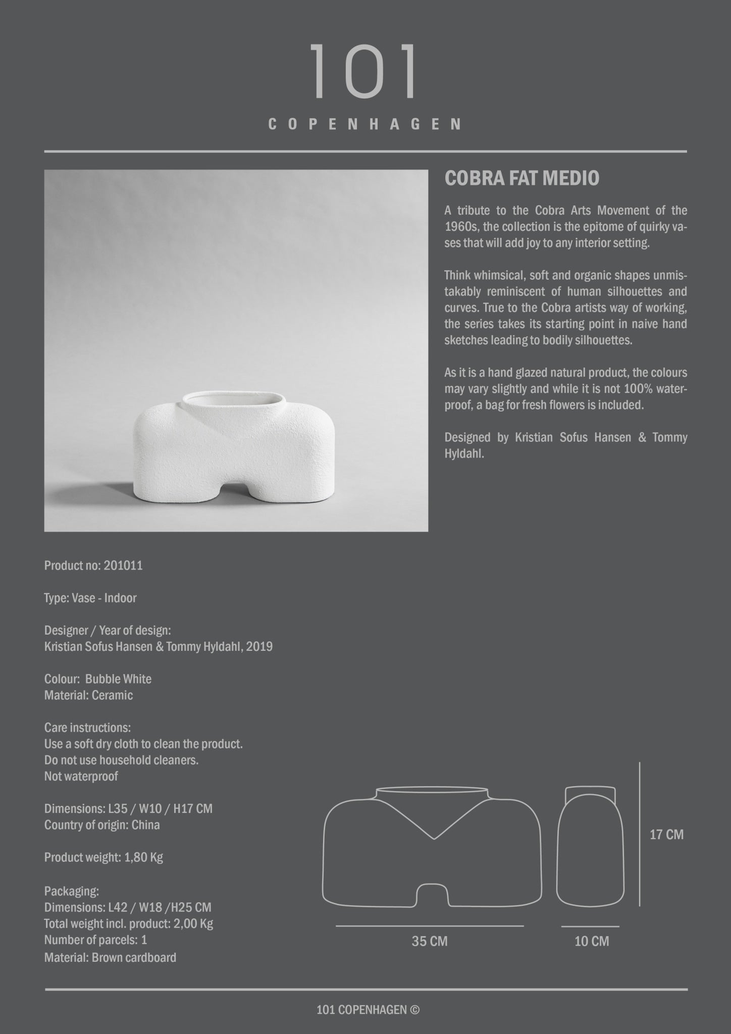 101-copenhagen-cobra-vase-fat-medio-bubble-white-handglasiert image 5