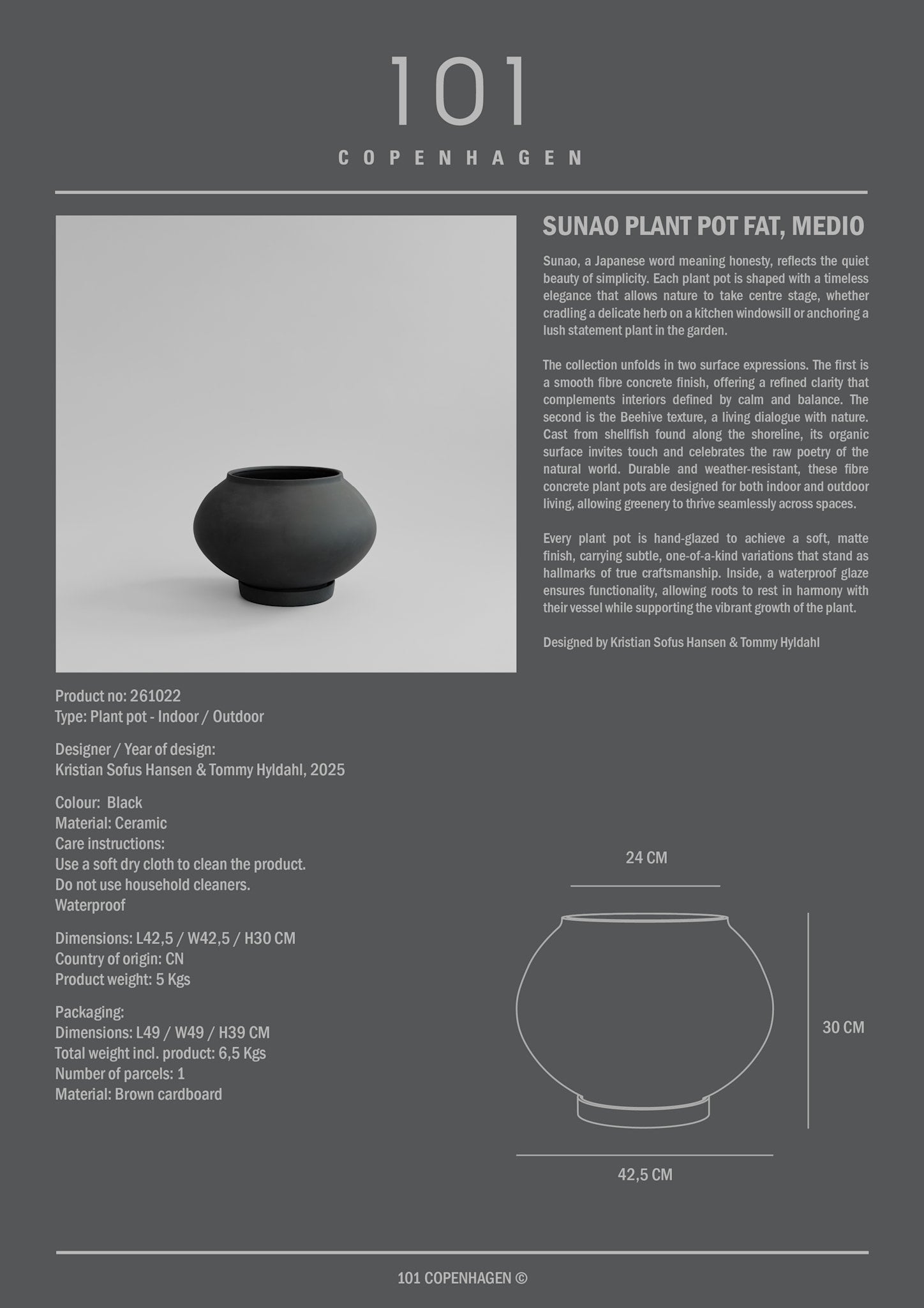 101-copenhagen-sunao-blumentopf-fat-medio-schwarz-keramik image 4