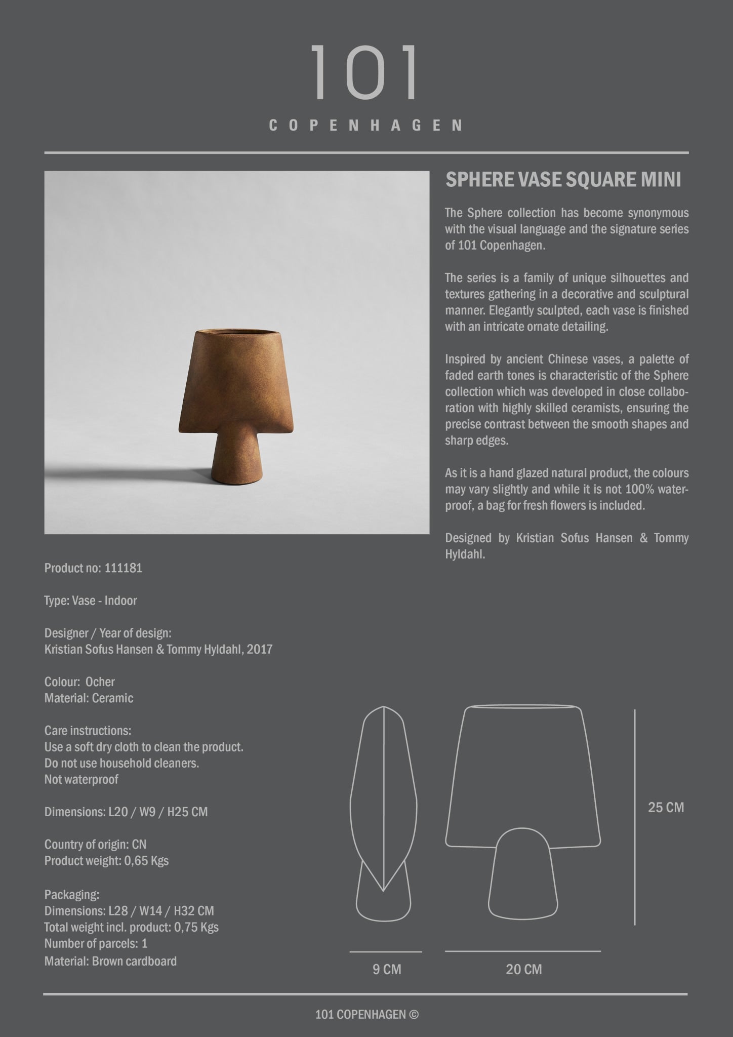 101-copenhagen-sphere-square-mini-vase-ocher-keramik image 5