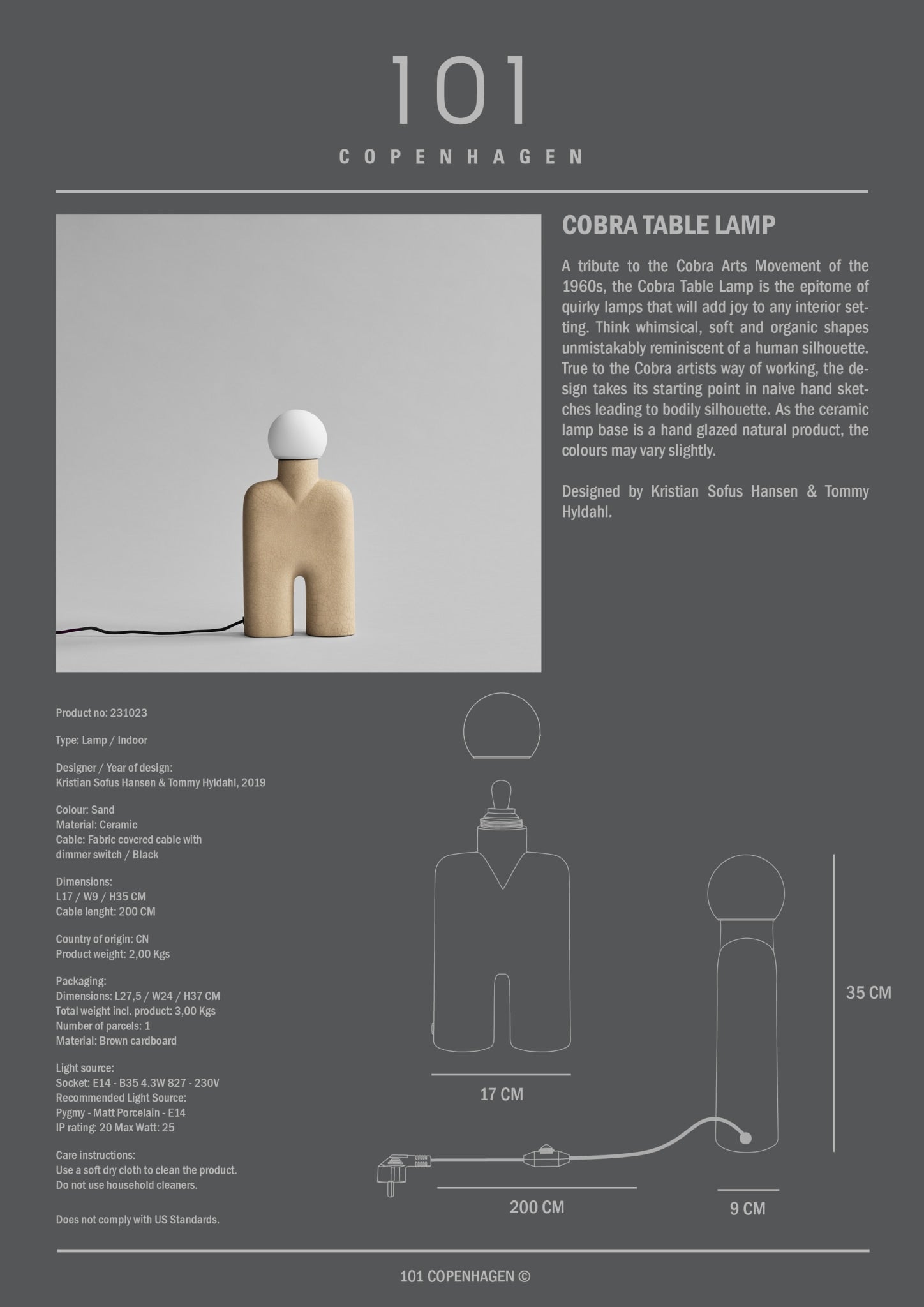 101-copenhagen-cobra-tischlampe-sand-keramik-e14 image 6