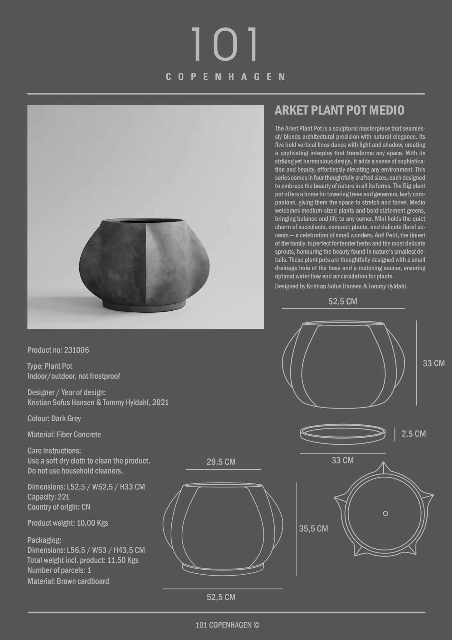 101-copenhagen-arket-plant-pot-medio-blumentopf-dunkelgrau image 6