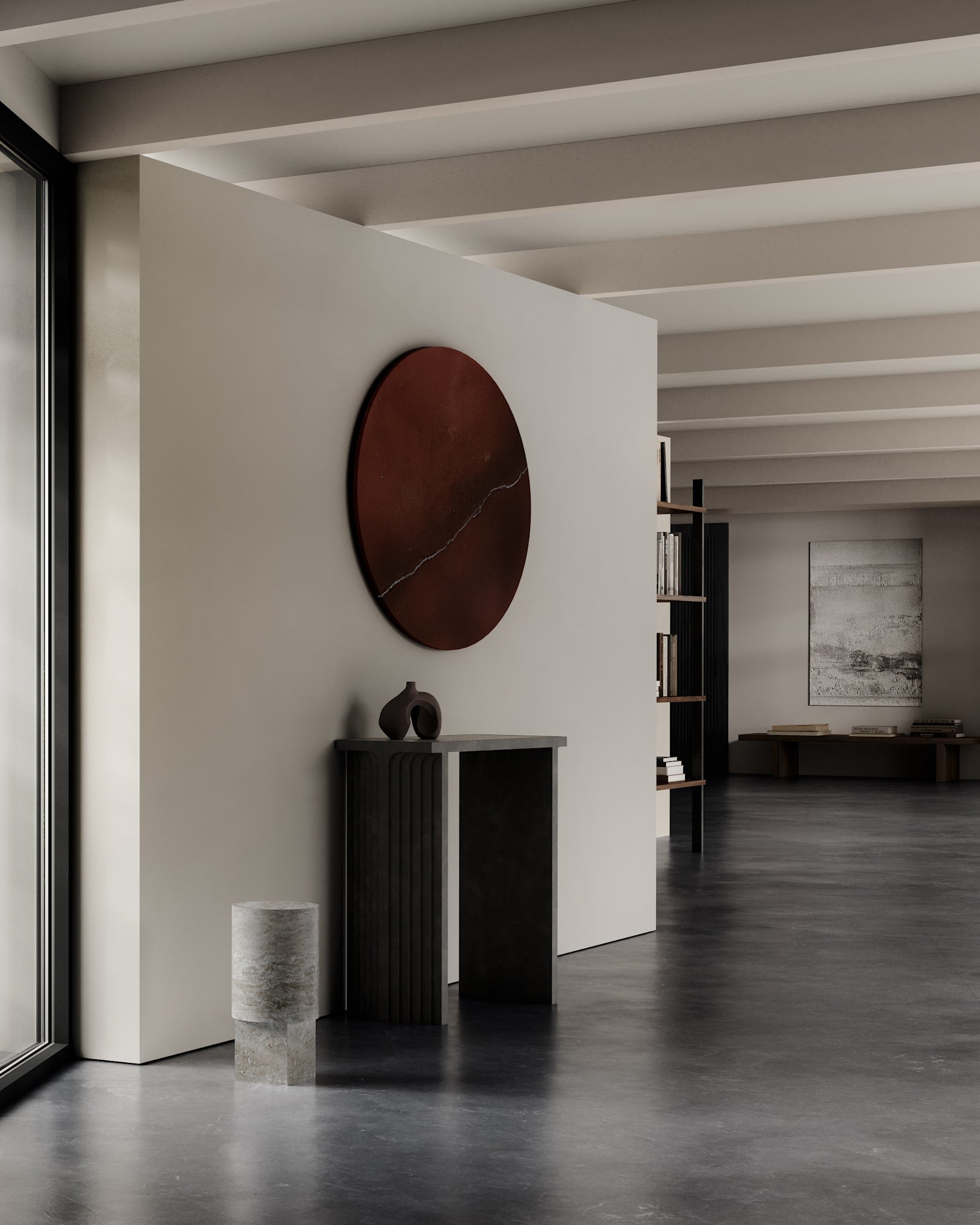 101-copenhagen-arc-console-konsole-silver-travertine image 2