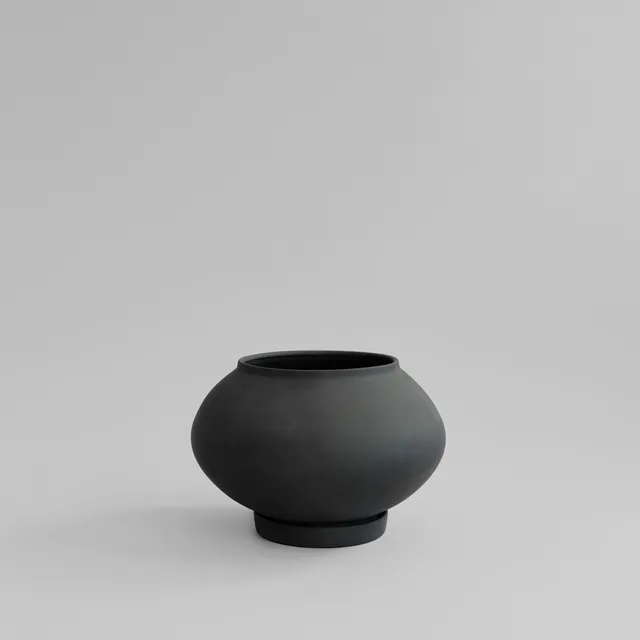 101-copenhagen-sunao-blumentopf-fat-medio-schwarz-keramik image 1